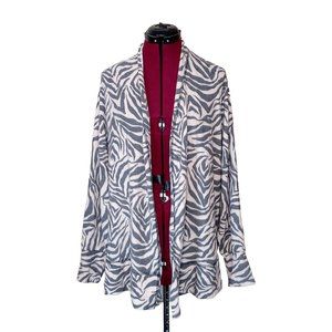 SOCIALITE  Womens Cardigan Size 1X Multicolor Zebra Print Open Front Fle…